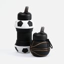 Складная бутылка для воды Football Flex, белая с черным