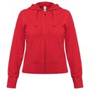 Толстовка женская Hooded Full Zip красная, размер XXL
