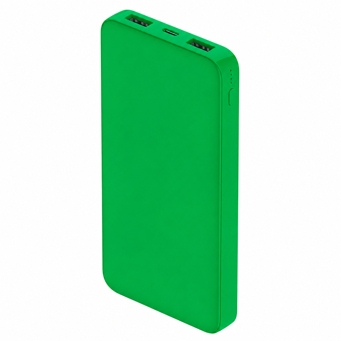 Внешний аккумулятор Polus, 10000 Mah, софт-тач покрытие, зеленый