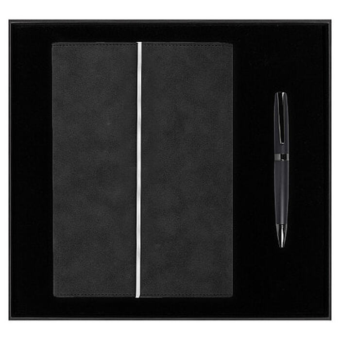 Набор подарочный Solution Prestige Duo, (Ежедневник в суперобложке Country Galaxy Nuba A5+, Ручка шариковая матовая Prime), черный