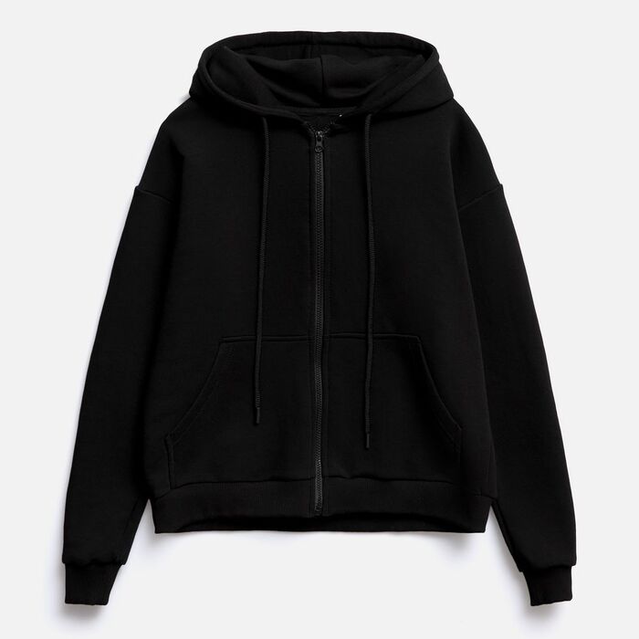 Толстовка унисекс оверсайз на молнии Zippy Terry, черная, размер XL/XXL